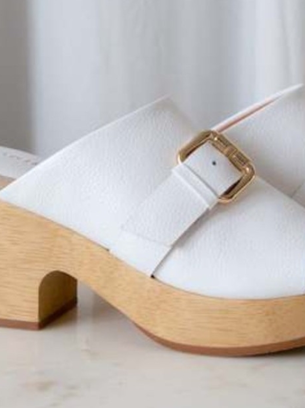 Rachel Comey White Leather Buckle Clog Mules - Picture 2 of 5